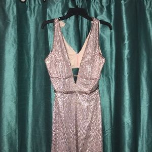 Pink Sequin Sherri Hill Prom Dress.